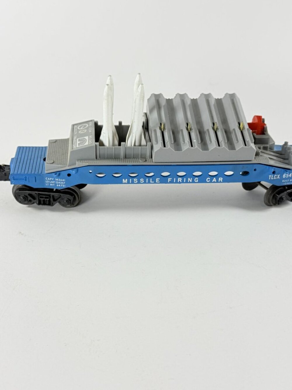 Vintage 1960's Lionel O Gauge 6544 Missile Firing Car With Box & 4 Missiles Blue